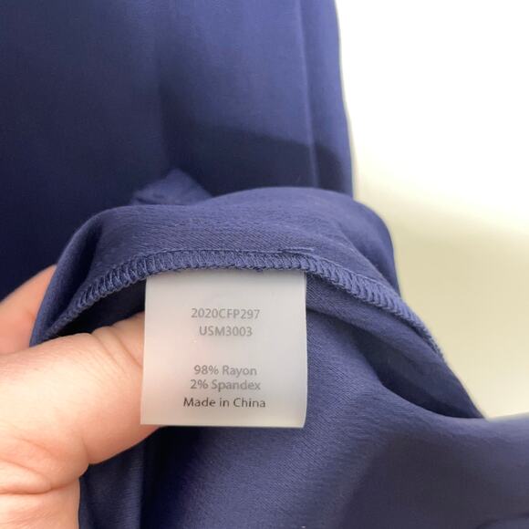 UNIVERSAL STANDARD Katy V Neck Faux Wrap Dress Maritime Navy Blue {M54} - Picture 6 of 6